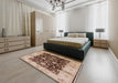 Mid-Century Modern Pastel Orange Oriental Rug in a Bedroom, urb802