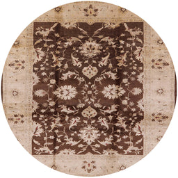 Round Mid-Century Modern Pastel Orange Oriental Rug, urb802