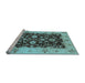 Sideview of Machine Washable Oriental Light Blue Traditional Rug, wshurb802lblu