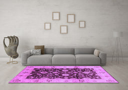 Machine Washable Oriental Purple Traditional Area Rugs in a Living Room, wshurb802pur
