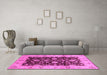 Machine Washable Oriental Pink Traditional Rug in a Living Room, wshurb802pnk