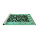 Sideview of Machine Washable Oriental Turquoise Traditional Area Rugs, wshurb802turq