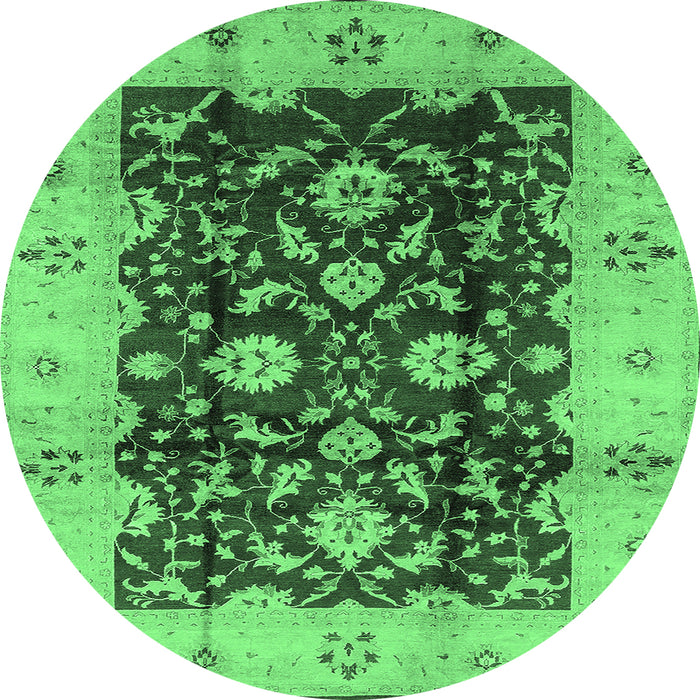 Round Oriental Emerald Green Traditional Rug, urb802emgrn