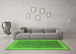 Machine Washable Oriental Green Industrial Area Rugs in a Living Room,, wshurb803grn