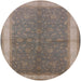 Round Mid-Century Modern Puce Purple Oriental Rug, urb803