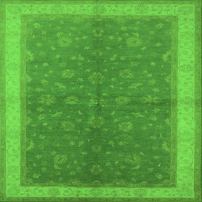 Square Machine Washable Oriental Green Industrial Area Rugs, wshurb803grn