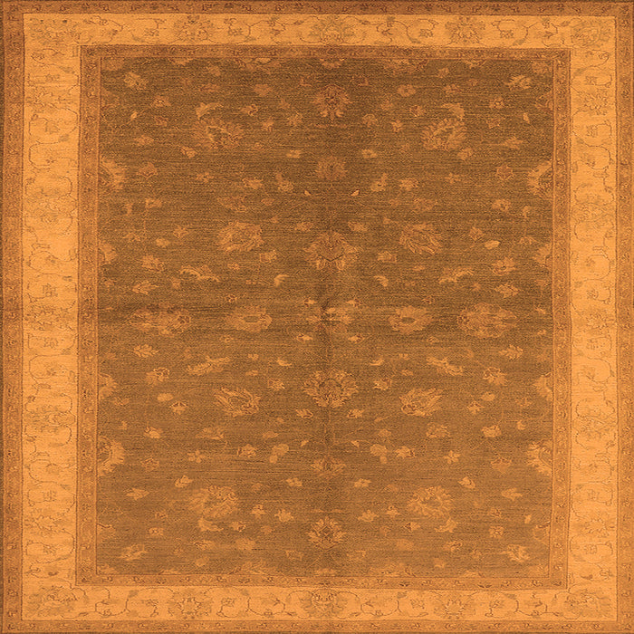 Square Machine Washable Oriental Orange Industrial Area Rugs, wshurb803org