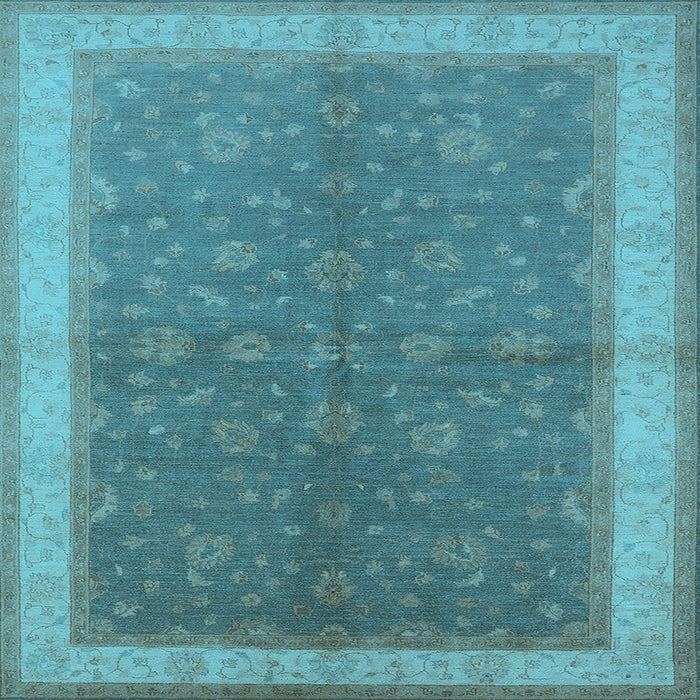 Square Machine Washable Oriental Light Blue Industrial Rug, wshurb803lblu