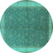 Round Oriental Turquoise Industrial Rug, urb803turq