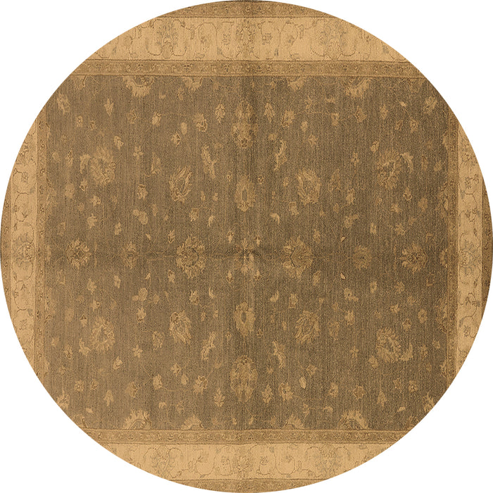 Round Machine Washable Oriental Brown Industrial Rug, wshurb803brn