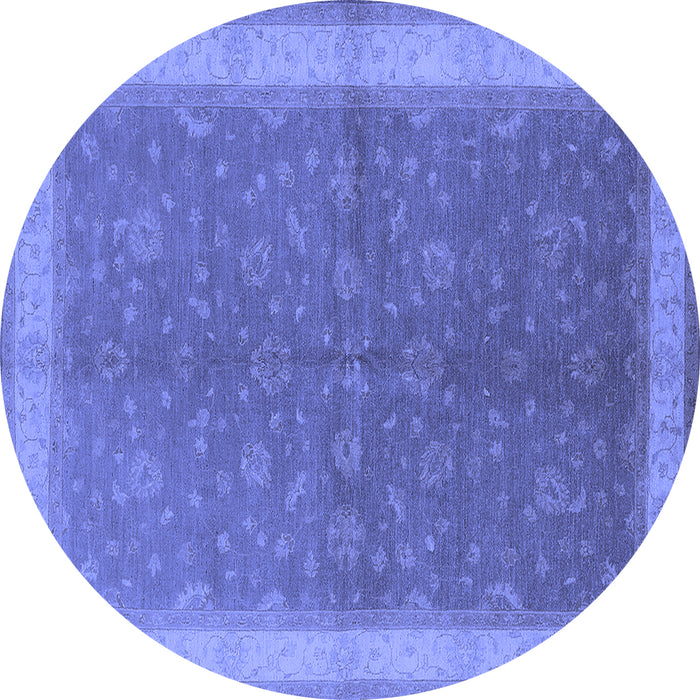 Round Oriental Blue Industrial Rug, urb803blu