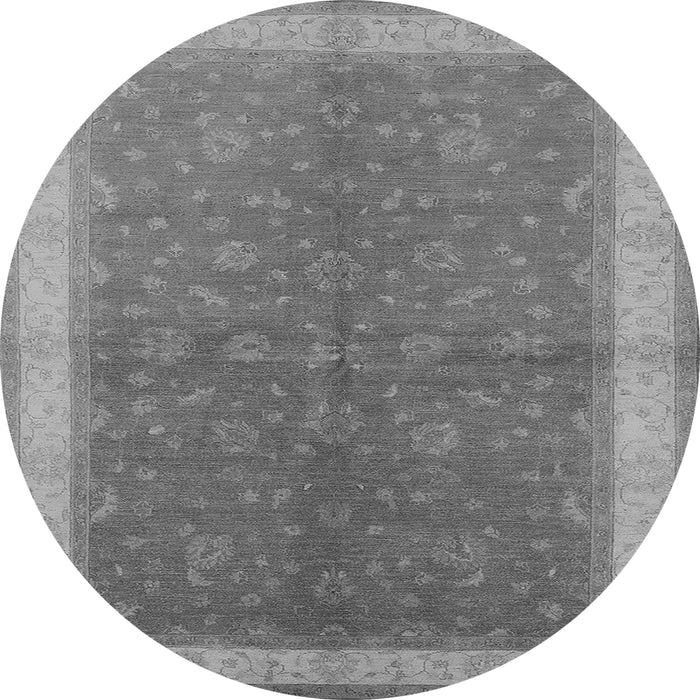 Round Machine Washable Oriental Gray Industrial Rug, wshurb803gry