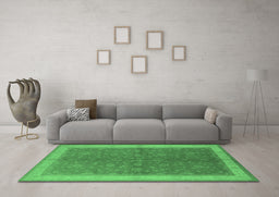 Machine Washable Oriental Emerald Green Industrial Area Rugs in a Living Room,, wshurb803emgrn