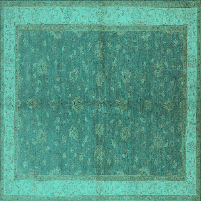 Square Oriental Turquoise Industrial Rug, urb803turq