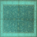 Square Oriental Turquoise Industrial Rug, urb803turq