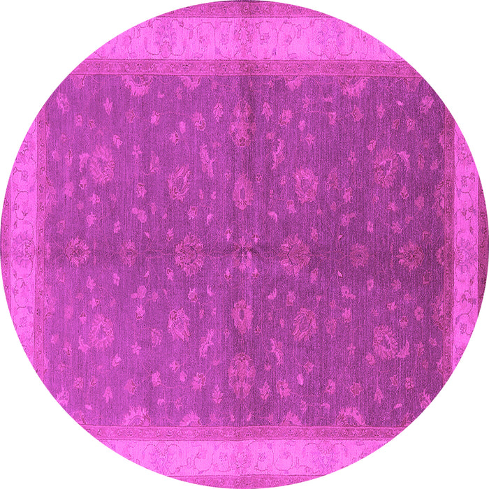 Round Machine Washable Oriental Pink Industrial Rug, wshurb803pnk