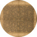 Round Oriental Brown Industrial Rug, urb803brn