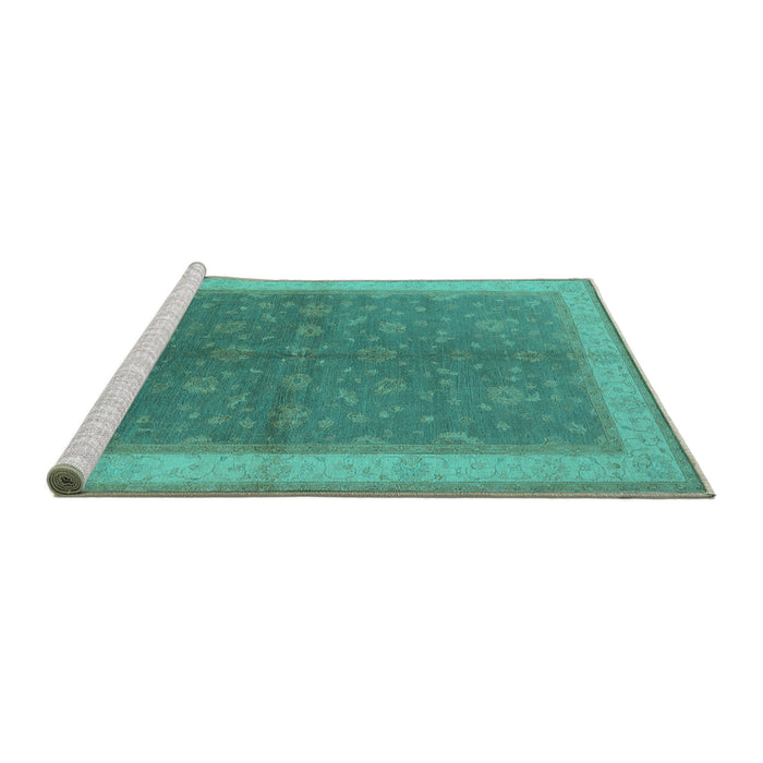Sideview of Machine Washable Oriental Turquoise Industrial Area Rugs, wshurb803turq