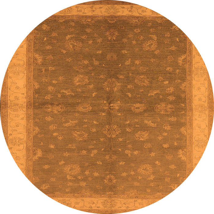 Round Machine Washable Oriental Orange Industrial Area Rugs, wshurb803org
