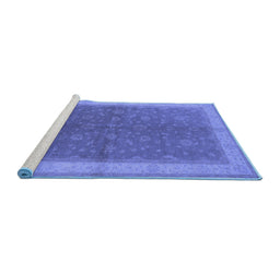 Sideview of Machine Washable Oriental Blue Industrial Rug, wshurb803blu