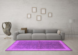 Machine Washable Oriental Purple Industrial Area Rugs in a Living Room, wshurb803pur