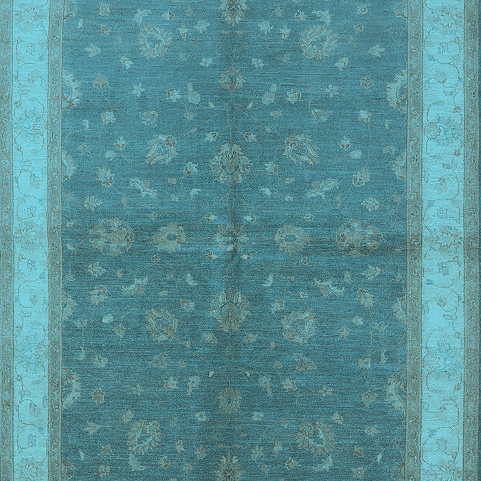 Machine Washable Oriental Light Blue Industrial Rug, wshurb803lblu