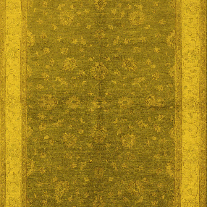 Machine Washable Oriental Yellow Industrial Rug, wshurb803yw