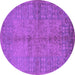 Round Machine Washable Oriental Purple Industrial Area Rugs, wshurb804pur