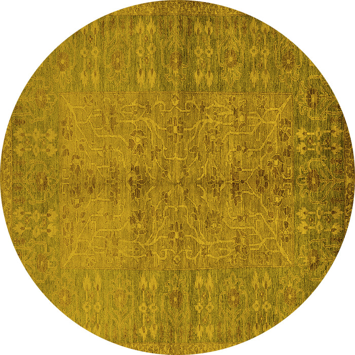Round Oriental Yellow Industrial Rug, urb804yw