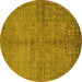 Round Oriental Yellow Industrial Rug, urb804yw