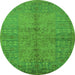 Round Oriental Green Industrial Rug, urb804grn