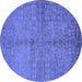 Round Oriental Blue Industrial Rug, urb804blu