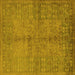 Square Machine Washable Oriental Yellow Industrial Rug, wshurb804yw