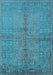Machine Washable Oriental Light Blue Industrial Rug, wshurb804lblu