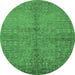 Round Oriental Emerald Green Industrial Rug, urb804emgrn