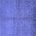Square Machine Washable Oriental Blue Industrial Rug, wshurb804blu