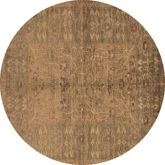 Round Oriental Brown Industrial Rug, urb804brn