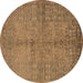 Round Oriental Brown Industrial Rug, urb804brn