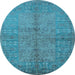 Round Oriental Light Blue Industrial Rug, urb804lblu