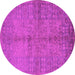 Round Machine Washable Oriental Pink Industrial Rug, wshurb804pnk