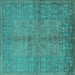 Square Oriental Turquoise Industrial Rug, urb804turq