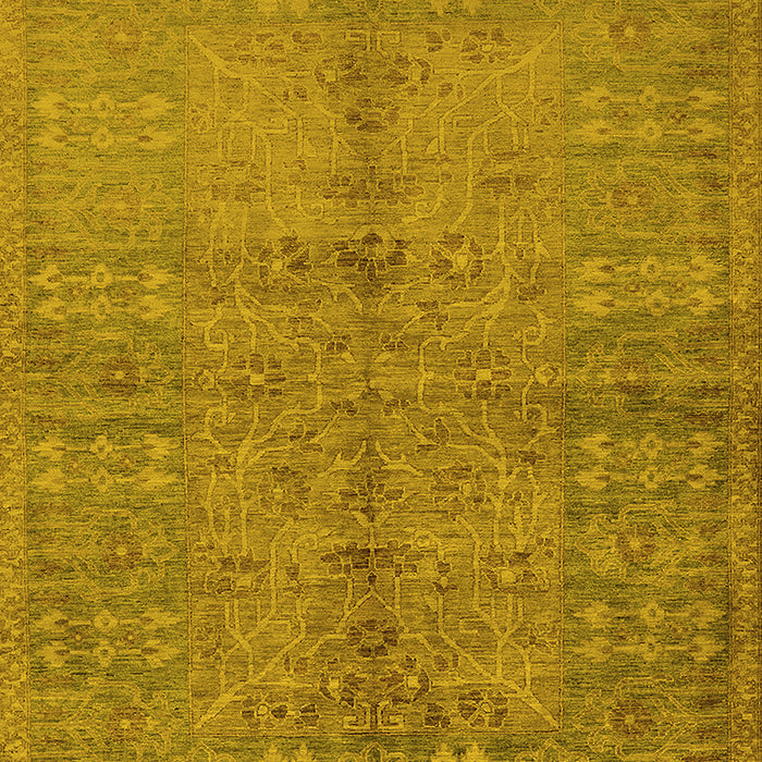 Machine Washable Oriental Yellow Industrial Rug, wshurb804yw