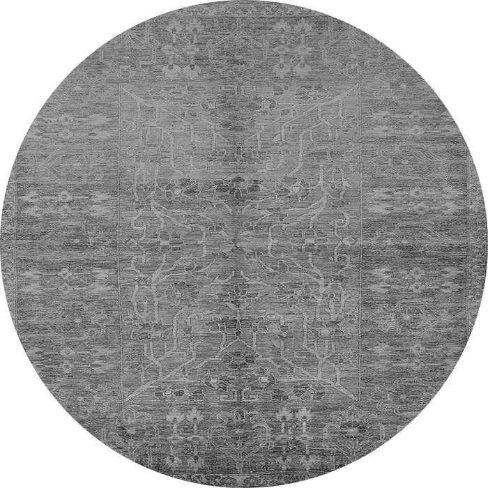 Round Machine Washable Oriental Gray Industrial Rug, wshurb804gry