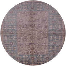 Round Machine Washable Industrial Modern Purple Rug, wshurb804