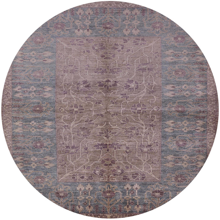 Round Machine Washable Industrial Modern Purple Rug, wshurb804
