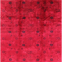 Square Machine Washable Industrial Modern Raspberry Purple Rug, wshurb805