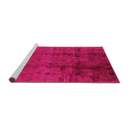 Sideview of Machine Washable Oriental Pink Industrial Rug, wshurb805pnk