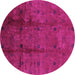 Round Machine Washable Oriental Purple Industrial Area Rugs, wshurb805pur