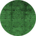 Round Oriental Emerald Green Industrial Rug, urb805emgrn