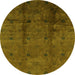 Round Oriental Green Industrial Rug, urb805grn